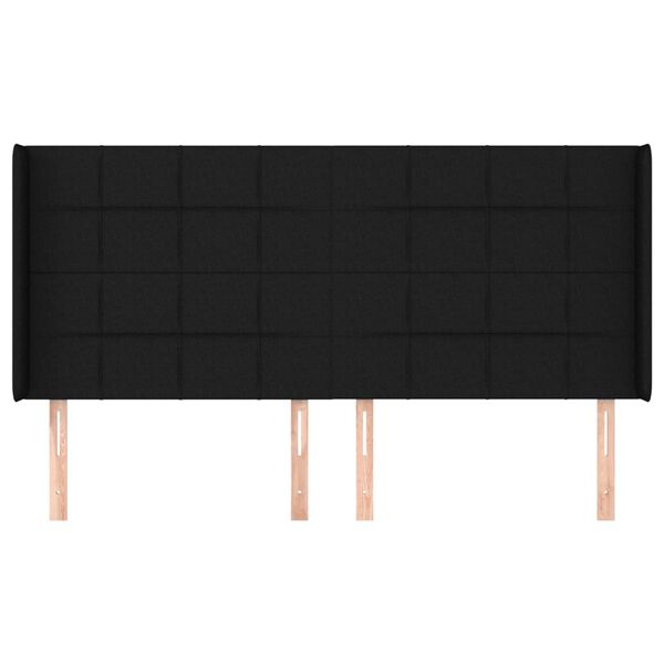 vidaXL T&ecirc;te de lit avec oreilles Noir 203x16x118/128 cm Tissu