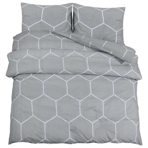 vidaXL Ensemble de housse de couette gris et blanc 140x200 cm coton