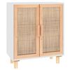 vidaXL Buffet Blanc 60x30x70 cm Bois de pin massif et rotin naturel
