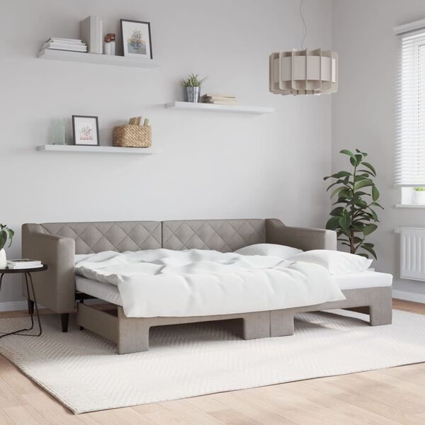vidaXL Lit de jour avec gigogne sans matelas taupe 80x200 cm