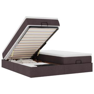 VidaXL Cadre de lit ottoman avec matelas marron fonc&eacute; 200x200 cm tissu