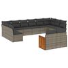 vidaXL Salon de jardin avec coussins 12 pcs gris r&eacute;sine tress&eacute;e