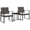vidaXL Ensemble &agrave; manger de jardin avec coussins 3 pcs marron rotin PP