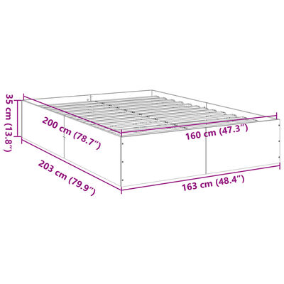 vidaXL Cadre de lit sans matelas sonoma gris 160x200 cm