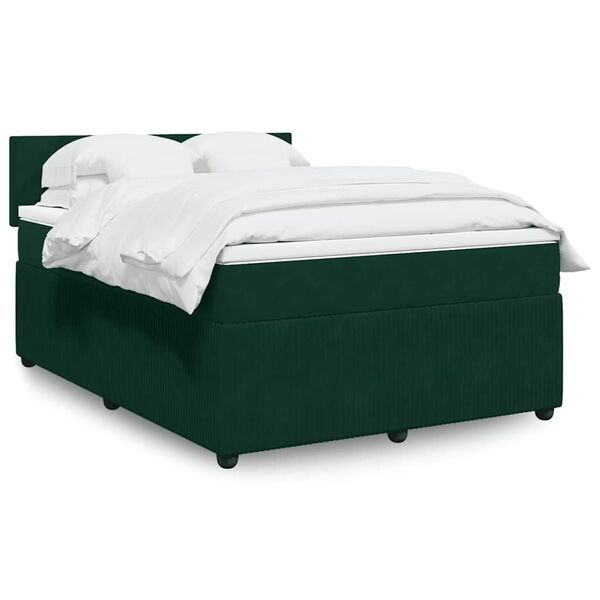 vidaXL Sommier &agrave; lattes de lit et matelas Vert fonc&eacute; 140x190cm Velours
