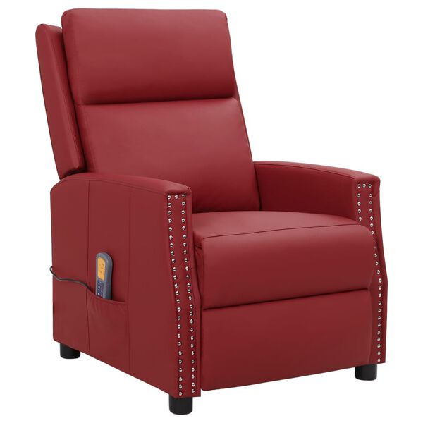 vidaXL Fauteuil de massage Rouge bordeaux Similicuir