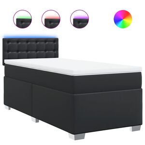 vidaXL Sommier &agrave; lattes de lit avec matelas Noir 90x190 cm Similicuir