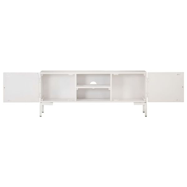 vidaXL Meuble TV Blanc 115x30x46 cm Bois massif de manguier