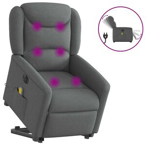 vidaXL Fauteuil inclinable de massage &eacute;lectrique Gris fonc&eacute; Tissu