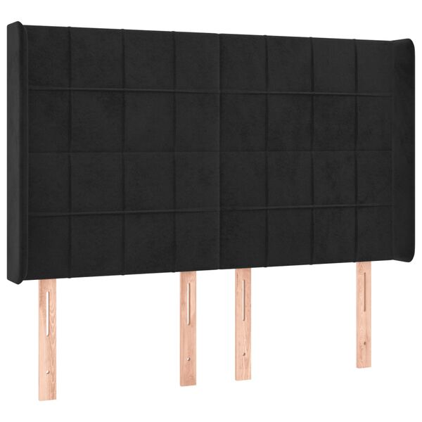 vidaXL T&ecirc;te de lit &agrave; LED Noir 147x16x118/128 cm Velours