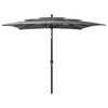 vidaXL Parasol de jardin &agrave; 3 niveaux avec m&acirc;t en aluminium anthracite