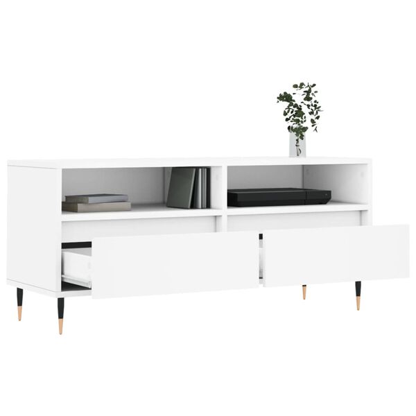 vidaXL Meuble TV blanc 100x34,5x44,5 cm bois d'ingénierie