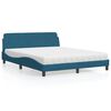 vidaXL Lit avec matelas Dover bleu 160x200 cm velours