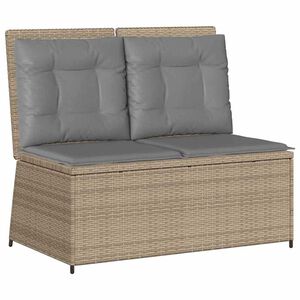 vidaXL Banc de jardin avec coussin Beige Poly rotin