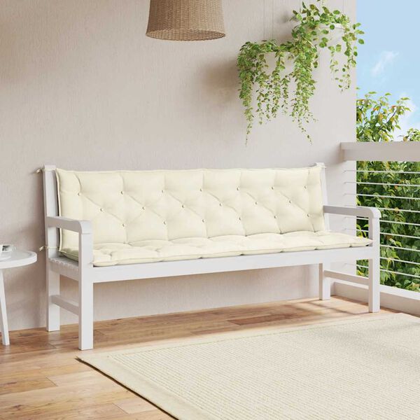 vidaXL Coussin de banc de jardin blanc crème tissu oxford