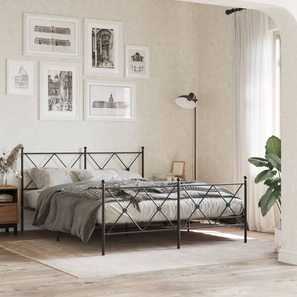 vidaXL Tête de lit métal noir 150 cm