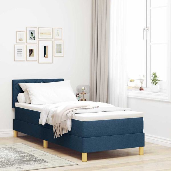 vidaXL Lit &agrave; ressorts avec matelas Bleu 80 x 200 cm tissu