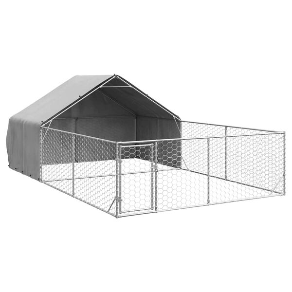 vidaXL Niche d'ext&eacute;rieur pour chien enclos 6x3x1,9 m acier galvanis&eacute;