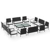 vidaXL Salon de jardin 16 pcs avec coussins R&eacute;sine tress&eacute;e Noir