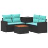 vidaXL Ensemble de Canap&eacute;s 6 pc Noir et Bleu