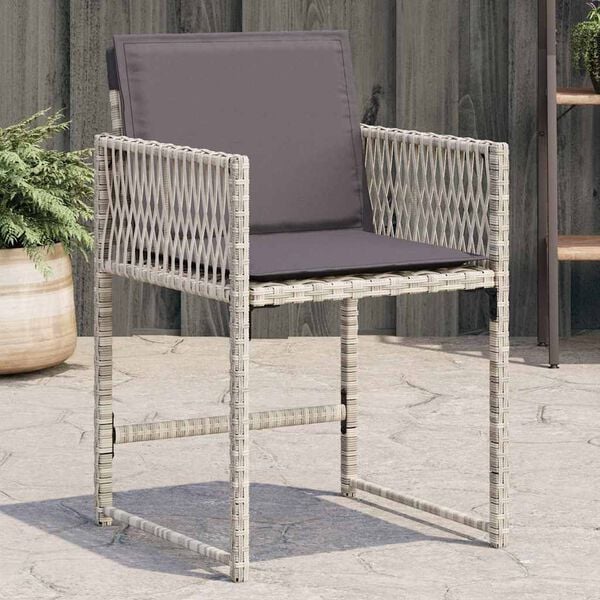 vidaXL Chaises de jardin avec coussins lot de 4 gris clair poly rotin