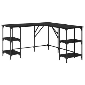 vidaXL Bureau Ch&ecirc;ne noir 139 x 139 x 75 cm Bois d'ing&eacute;nierie