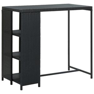 vidaXL Table de bar avec rangement Noir 120x60x110 cm R&eacute;sine tress&eacute;e