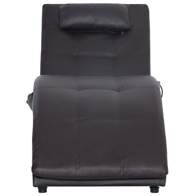 vidaXL Chaise longue de massage avec oreiller Marron Similicuir