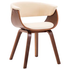 vidaXL Chaise &agrave; manger cr&egrave;me bois courb&eacute; et similicuir