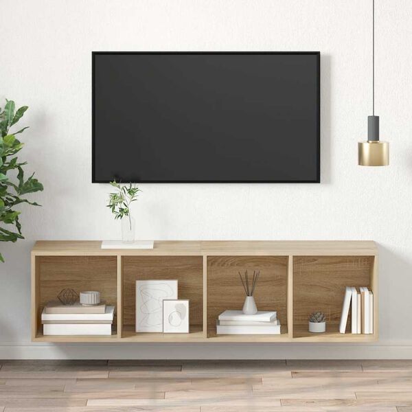 vidaXL Meuble TV mural Ch&ecirc;ne sonoma 37x37x142,5 cm Bois d&rsquo;ing&eacute;nierie