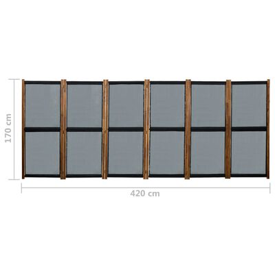 vidaXL Cloison de séparation 6 panneaux Noir 420x170 cm