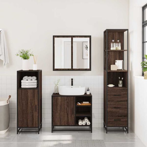 vidaXL Ensemble de meubles de salle de bain 3 pcs Chêne marron