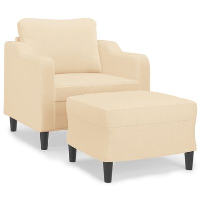 vidaXL Fauteuil avec repose-pied Crème 60 cm Tissu