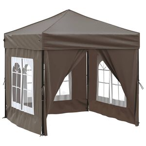 vidaXL Tente de r&eacute;ception pliable avec parois Taupe 2x2 m
