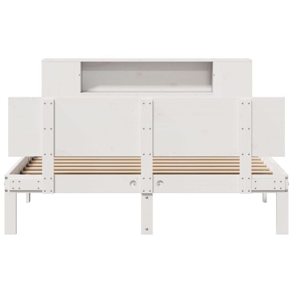 vidaXL Lit bibliothèque sans matelas blanc 150x200 cm bois pin massif