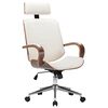 vidaXL Chaise de bureau avec appuie-t&ecirc;te Cr&egrave;me Similicuir et bois
