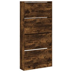 vidaXL Armoire &agrave; chaussures 4 tiroirs rabattables ch&ecirc;ne fum&eacute;