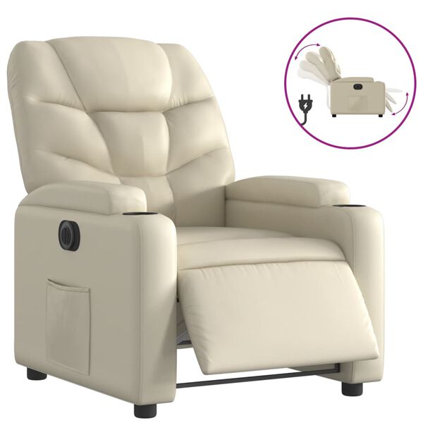 vidaXL Fauteuil inclinable &eacute;lectrique Cr&egrave;me Similicuir