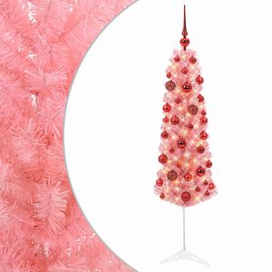 vidaXL Sapin de No&euml;l artificiel fin avec boules 150 cm 150 LED
