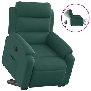 vidaXL Fauteuil inclinable &eacute;lectrique vert fonc&eacute; tissu