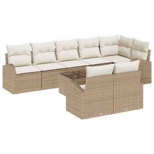 vidaXL Ensemble de canap&eacute; de jardin 9 pcs Beige et blanc polyrotin