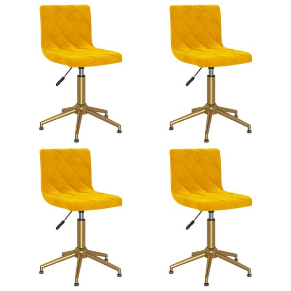 vidaXL Chaises &agrave; manger pivotantes lot de 4 jaune moutarde velours