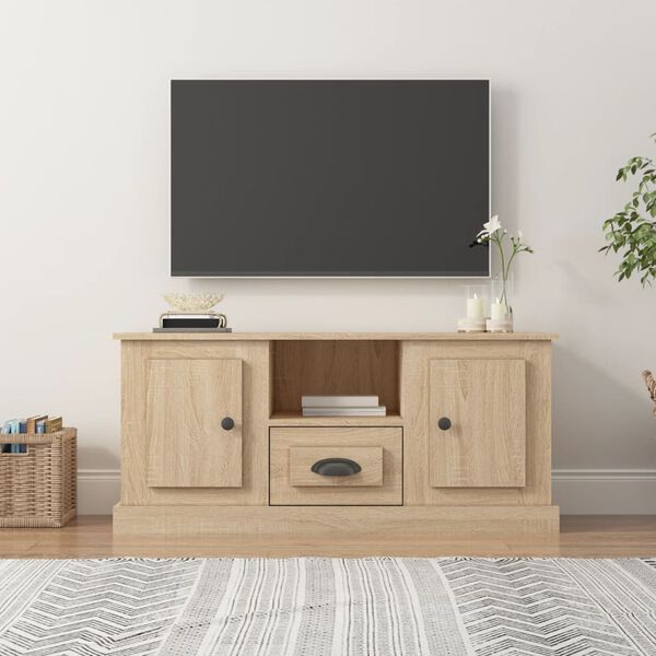 vidaXL Meuble TV ch&ecirc;ne sonoma 100x35,5x45 cm bois d'ing&eacute;nierie