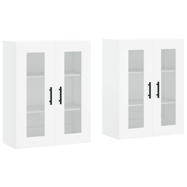 vidaXL Armoires murales 2 pcs blanc bois d'ing&eacute;nierie