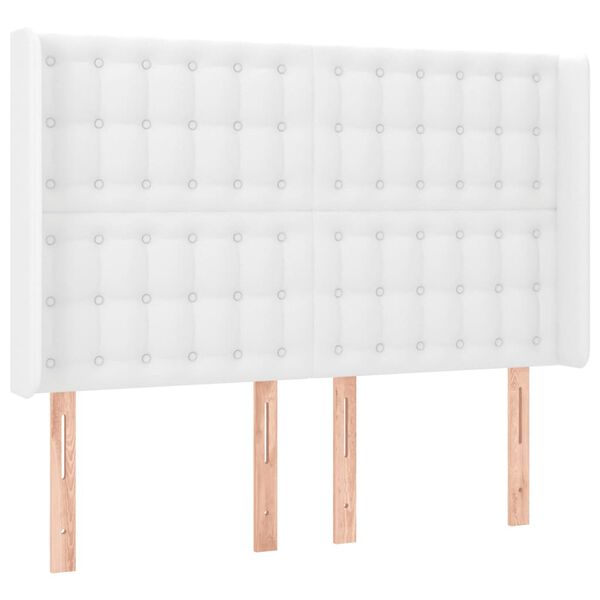 vidaXL T&ecirc;te de lit &agrave; LED Blanc 147x16x118/128 cm Similicuir