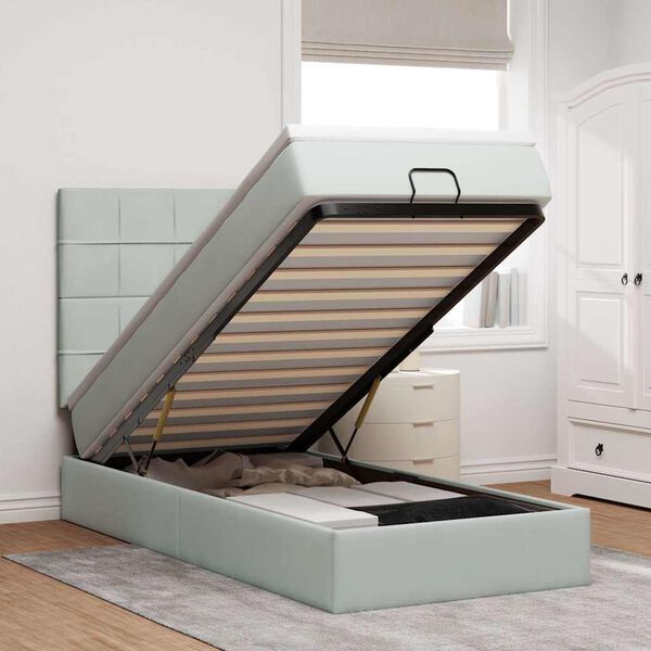 vidaXL Cadre de lit ottoman et matelas gris clair 90x200 cm velours