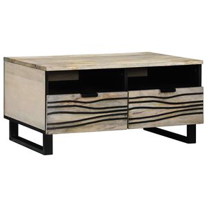 vidaXL Table basse Beige et Noir 80 x 54 x 40 cm Bois d'acacia massif