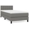 vidaXL Sommier &agrave; lattes de lit avec matelas Gris fonc&eacute; 90x200 cm Tissu
