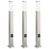 vidaXL Bornes lumineuses avec sortie lot de 3 80 cm acier inoxydable IP44