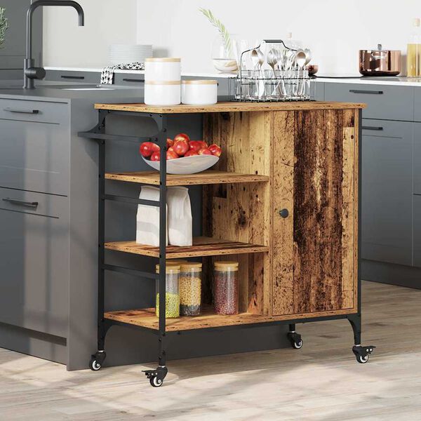 vidaXL Chariot de cuisine Bois ancien 87.5 x 39 x 84.5 cm